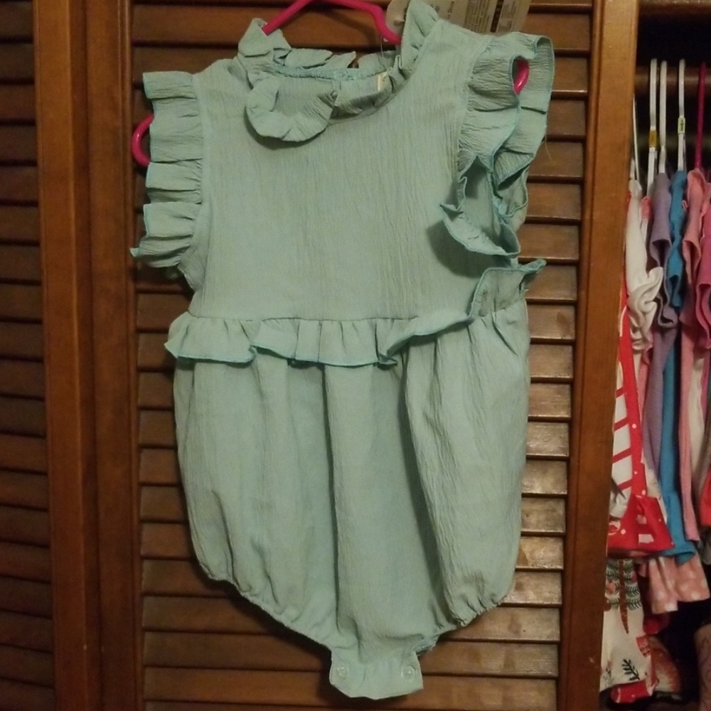Boutique green linen romper